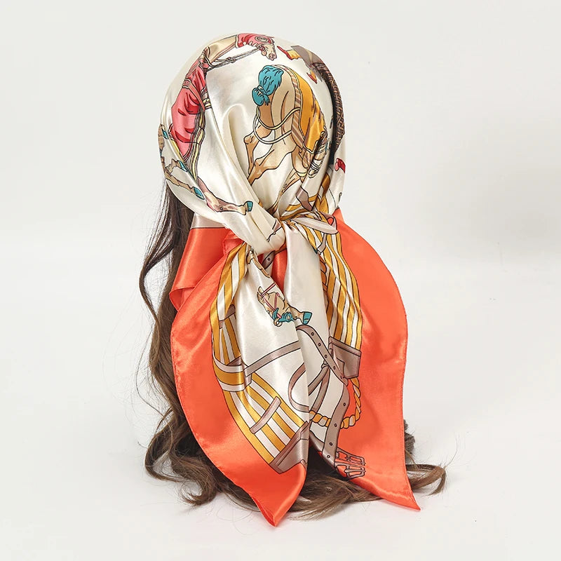 Foulard Carré Satin Graphique · Scarf — 90×90