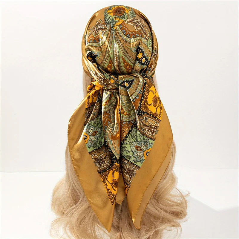 Foulard Carré Satin Graphique · Scarf — 90×90