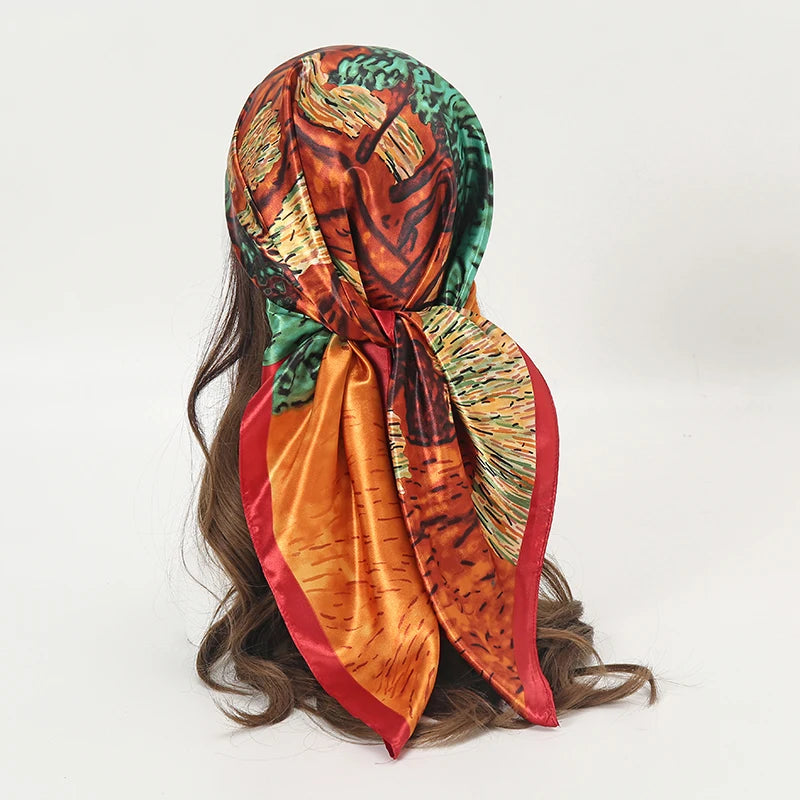 Foulard Carré Satin Graphique · Scarf — 90×90