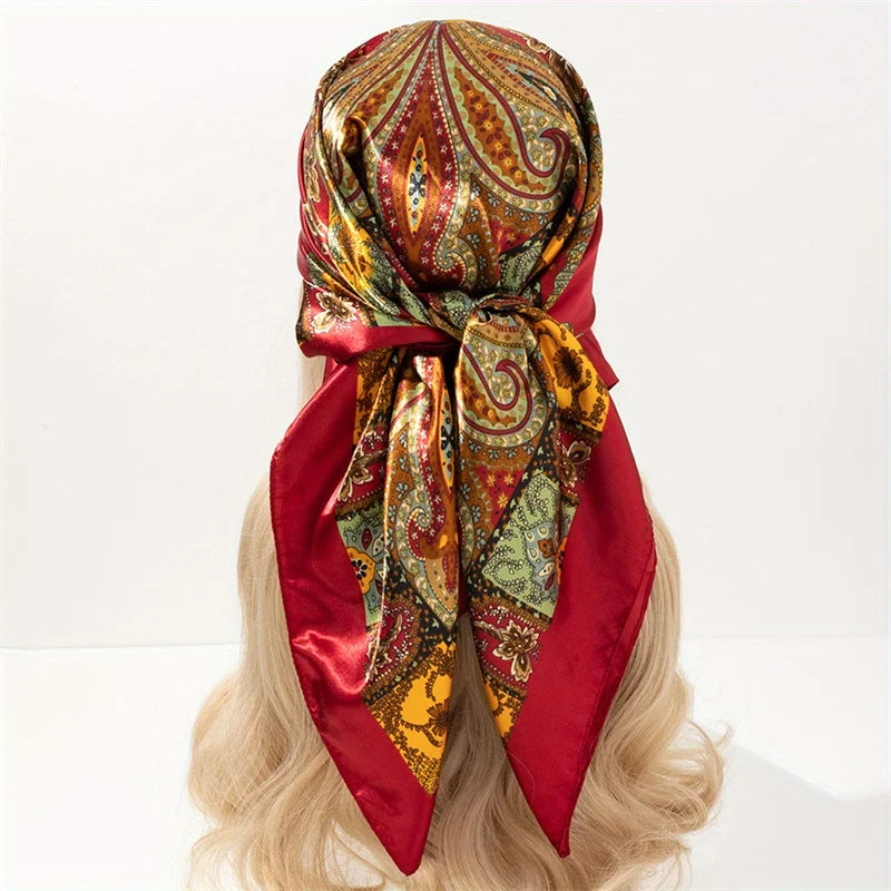 Foulard Carré Satin Graphique · Scarf — 90×90