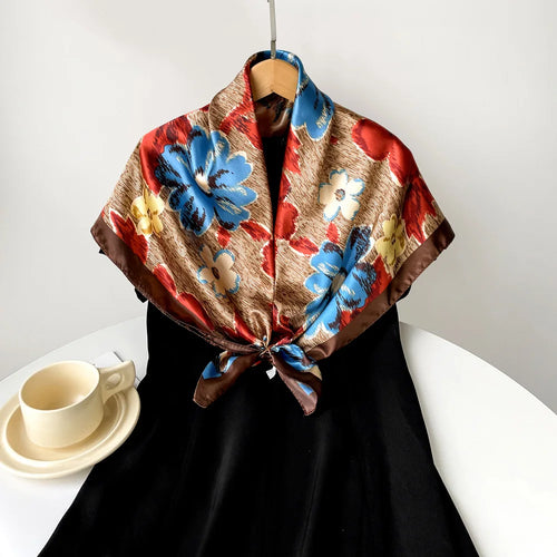 Headscarf Satin Square Scarf Hijab Turban Luxury Neckerchief Wraps Bandana Ribbon Foulards Femme Accesories Female Hair Bands