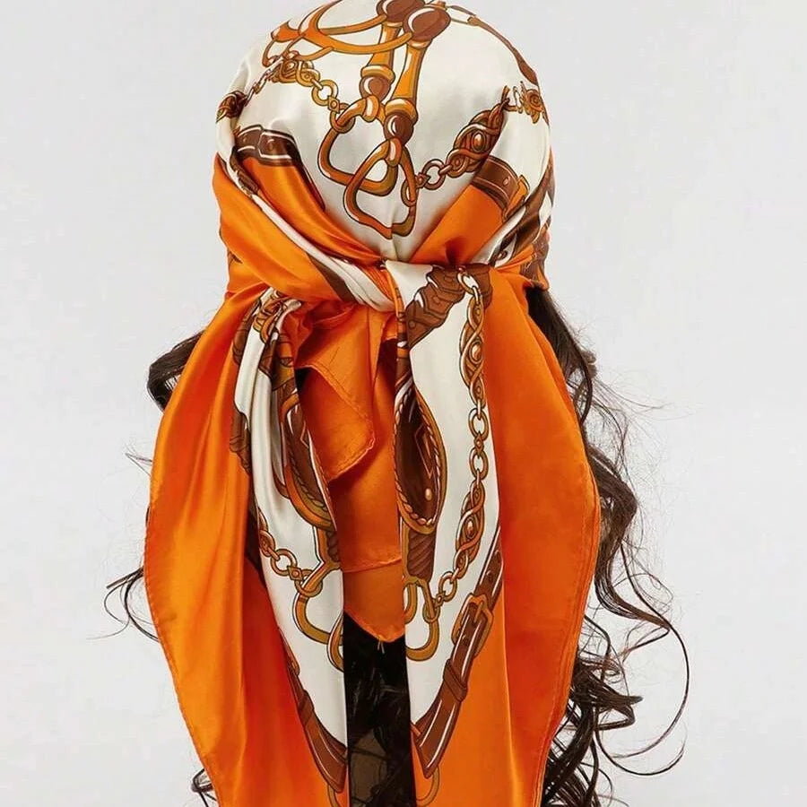 Foulard Carré Satin Graphique · Scarf — 90×90